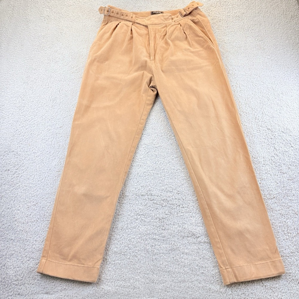 Todd Snyder Trousers Pants Men's 30 Tan Cotton Pleated Side Tab Straight Classic